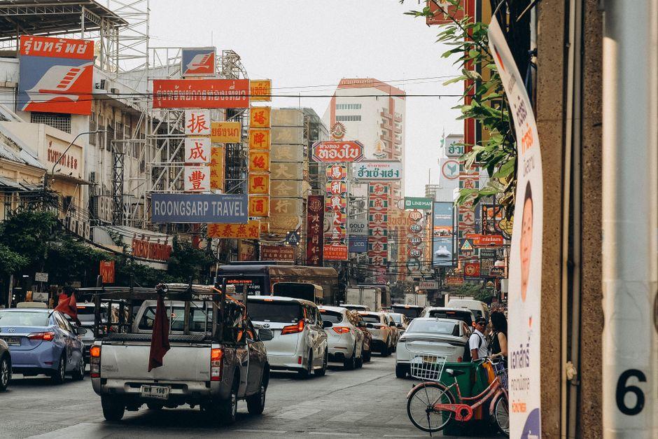 Bustling Street Scene in Bangkok S Chinatown