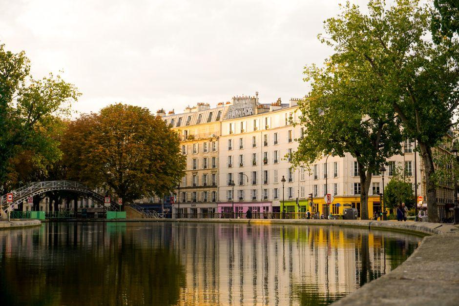Panorama of Canal Saint Martin Paris France