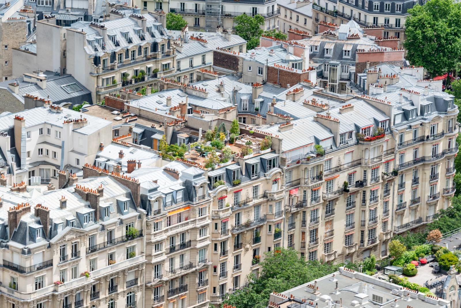 High Angle View of Paris City Downtown