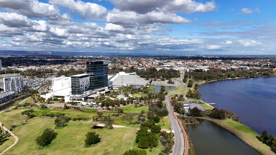 Aerial View of Burswood and Swan River Australia